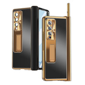 For Samsung Galaxy Z Fold3 5G Aluminum Alloy Double Hinge Shockproof Phone Protective Case(Black Gold) Eurekaonline