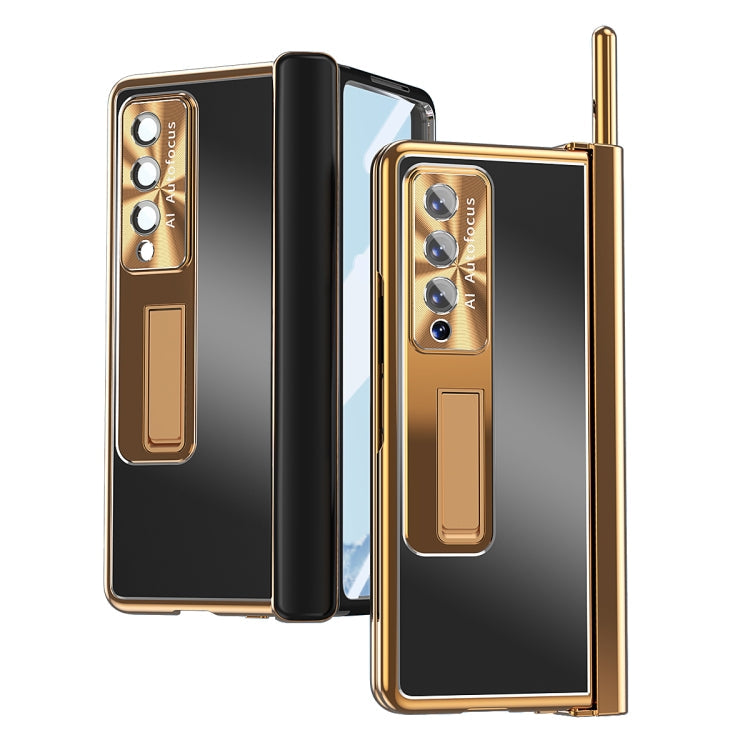 For Samsung Galaxy Z Fold3 5G Aluminum Alloy Double Hinge Shockproof Phone Protective Case(Black Gold) Eurekaonline