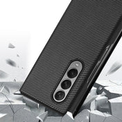 For Samsung Galaxy Z Fold3 5G Carbon Fiber Texture Folding All Inclusive PU Shockproof Leather Case(Black) Eurekaonline