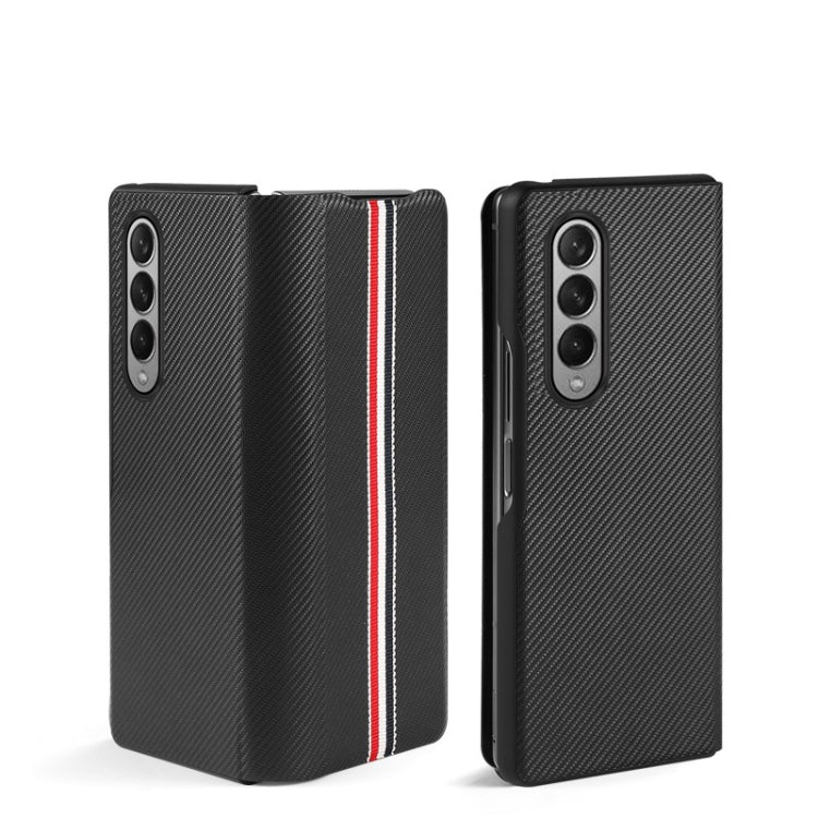 For Samsung Galaxy Z Fold3 5G Carbon Fiber Texture Folding All Inclusive PU Shockproof Leather Case(Black) Eurekaonline