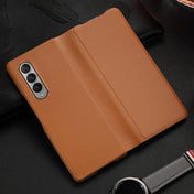 For Samsung Galaxy Z Fold3 5G Carbon Fiber Texture Folding All Inclusive PU Shockproof Leather Case(Brown) Eurekaonline