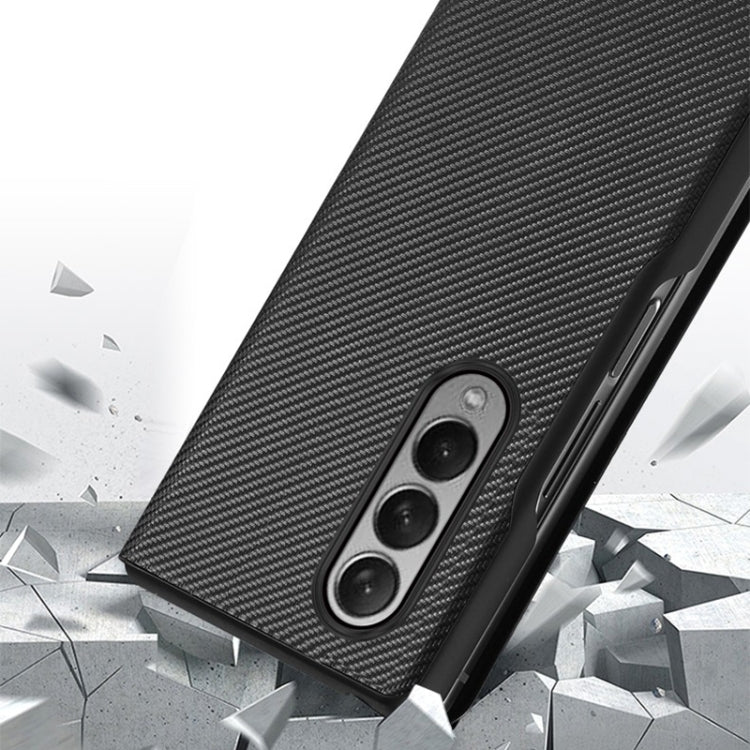 For Samsung Galaxy Z Fold3 5G Carbon Fiber Texture Folding All Inclusive PU Shockproof Splicing Leather Case(Black) Eurekaonline