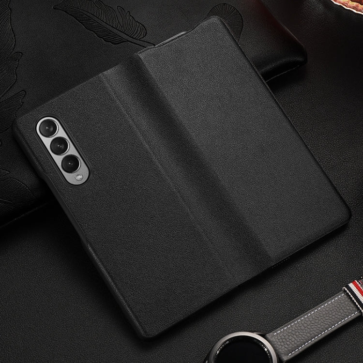 For Samsung Galaxy Z Fold3 5G Cowhide Shockproof Fold Leather Case(Black) Eurekaonline