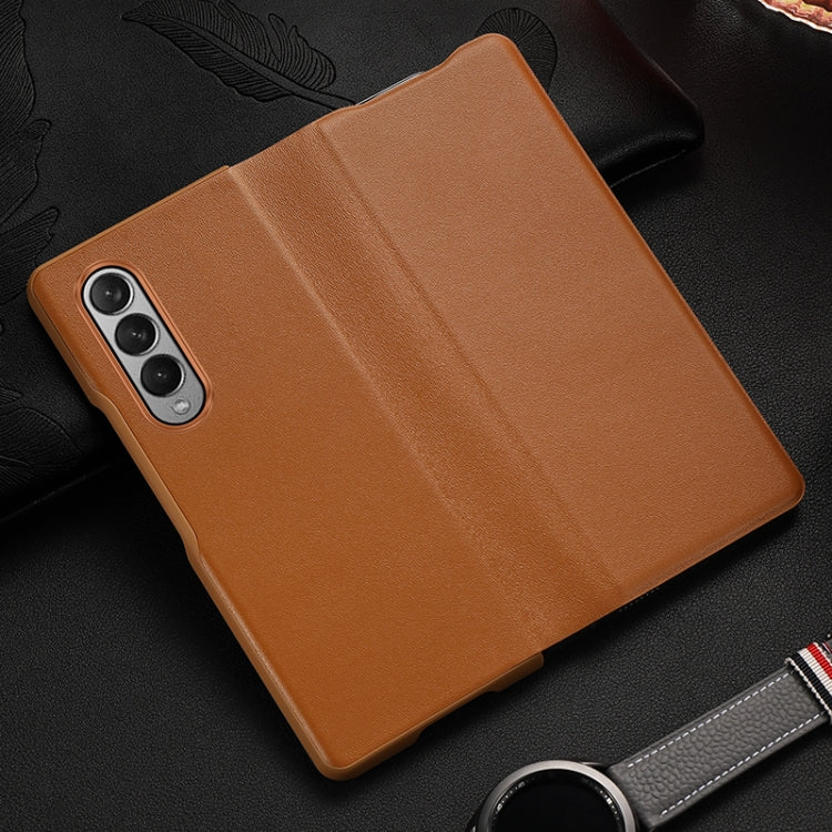 For Samsung Galaxy Z Fold3 5G Cowhide Shockproof Fold Leather Case(Brown) Eurekaonline