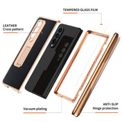 For Samsung Galaxy Z Fold3 5G Electroplated Armor Cross Texture Phone Case(Black) Eurekaonline
