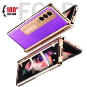 For Samsung Galaxy Z Fold3 5G Electroplated Armor Cross Texture Phone Case(Purple) Eurekaonline