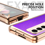 For Samsung Galaxy Z Fold3 5G Electroplated Armor Cross Texture Phone Case(Purple) Eurekaonline