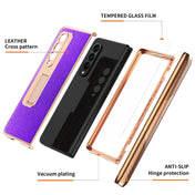 For Samsung Galaxy Z Fold3 5G Electroplated Armor Cross Texture Phone Case(Purple) Eurekaonline