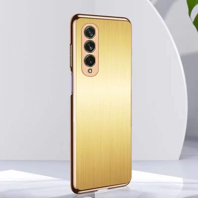 For Samsung Galaxy Z Fold3 5G Electroplated Stainless Steel Phone Case(Gold) Eurekaonline