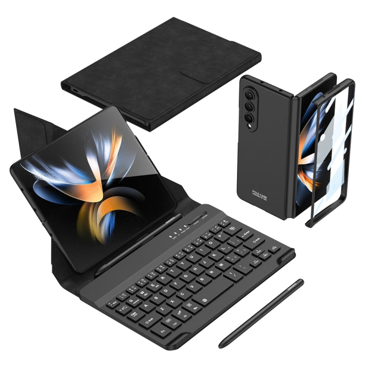 For Samsung Galaxy Z Fold3 5G GKK Magnetic Folding Bluetooth Keyboard Leather Case with Pen(Black) Eurekaonline