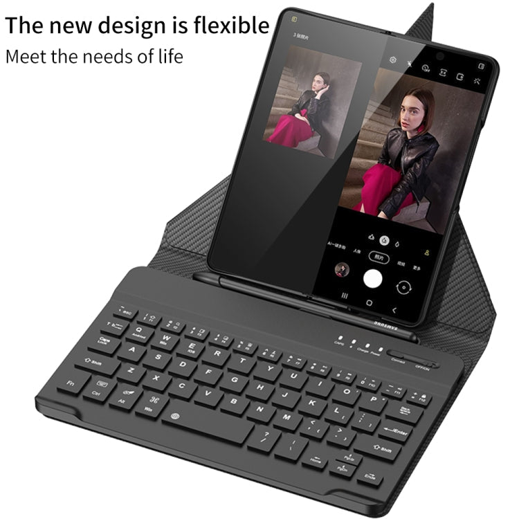 For Samsung Galaxy Z Fold3 5G GKK Magnetic Folding Bluetooth Keyboard Leather Case with Pen(Black) Eurekaonline