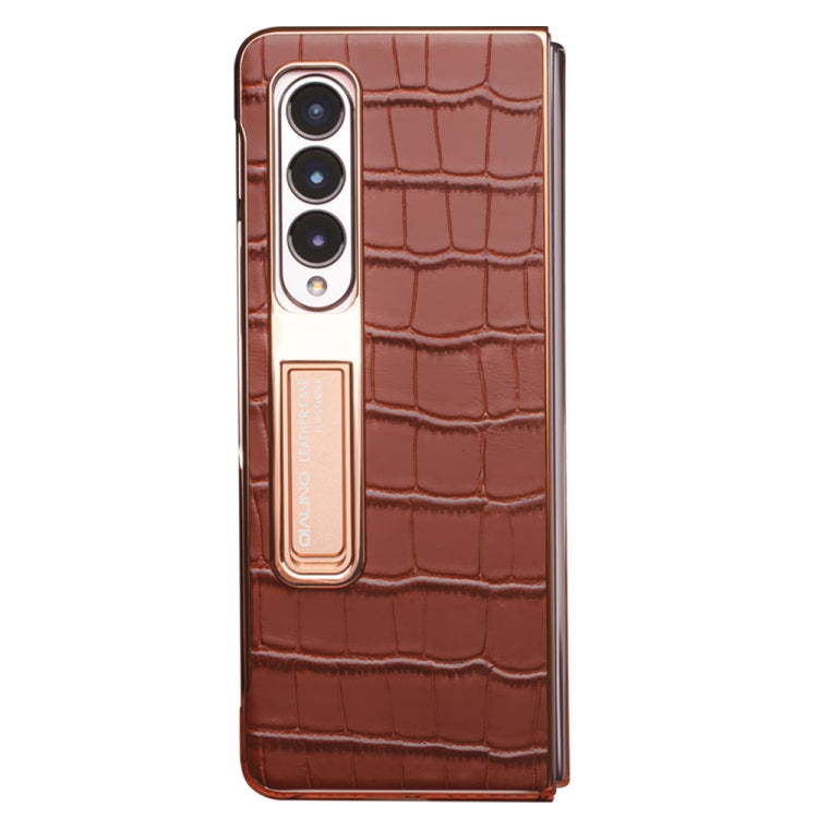 For Samsung Galaxy Z Fold3 5G Genuine Leather + PC Phone Case(Brown) Eurekaonline
