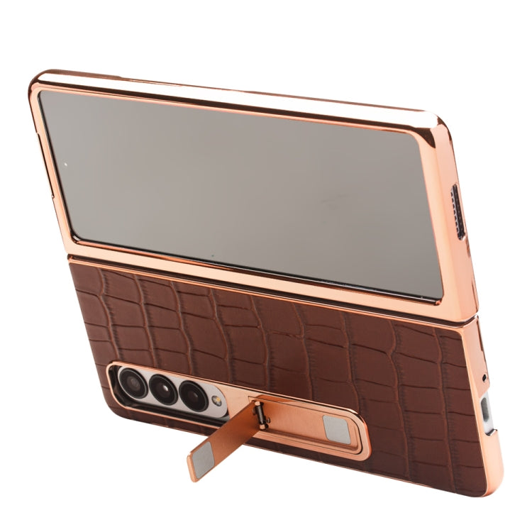 For Samsung Galaxy Z Fold3 5G Genuine Leather + PC Phone Case(Brown) Eurekaonline