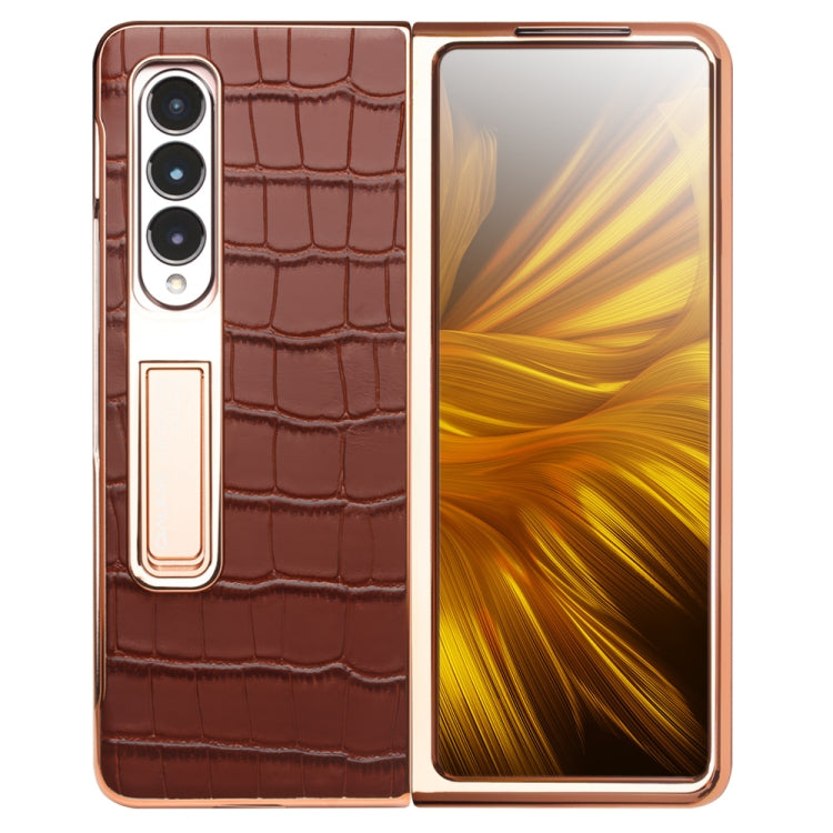 For Samsung Galaxy Z Fold3 5G Genuine Leather + PC Phone Case(Brown) Eurekaonline