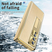 For Samsung Galaxy Z Fold3 5G Litchi Pattern Magnetic Shell Film Integrated Shockproof Phone Case(Champagne Gold) Eurekaonline