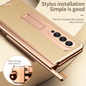 For Samsung Galaxy Z Fold3 5G Litchi Texture Leather Hinged Electroplated Phone Case with S Pen Fold Edition & Protective Film(Gold) Eurekaonline