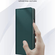 For Samsung Galaxy Z Fold3 5G Split Type Horizontal Flip Foldable Leather Case with Holder & Card Slots & Wallet(Fiber Black) Eurekaonline