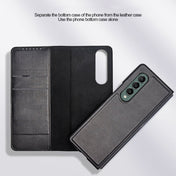 For Samsung Galaxy Z Fold3 5G Split Type Horizontal Flip Foldable Leather Case with Holder & Card Slots & Wallet(Plain Black) Eurekaonline