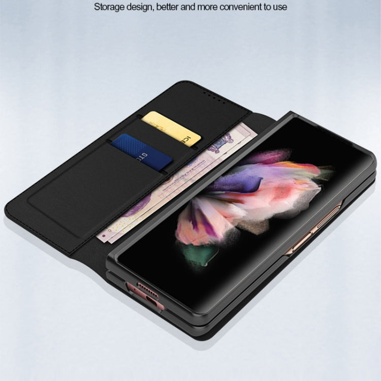 For Samsung Galaxy Z Fold3 5G Split Type Horizontal Flip Foldable Leather Case with Holder & Card Slots & Wallet(Plain Brown) Eurekaonline