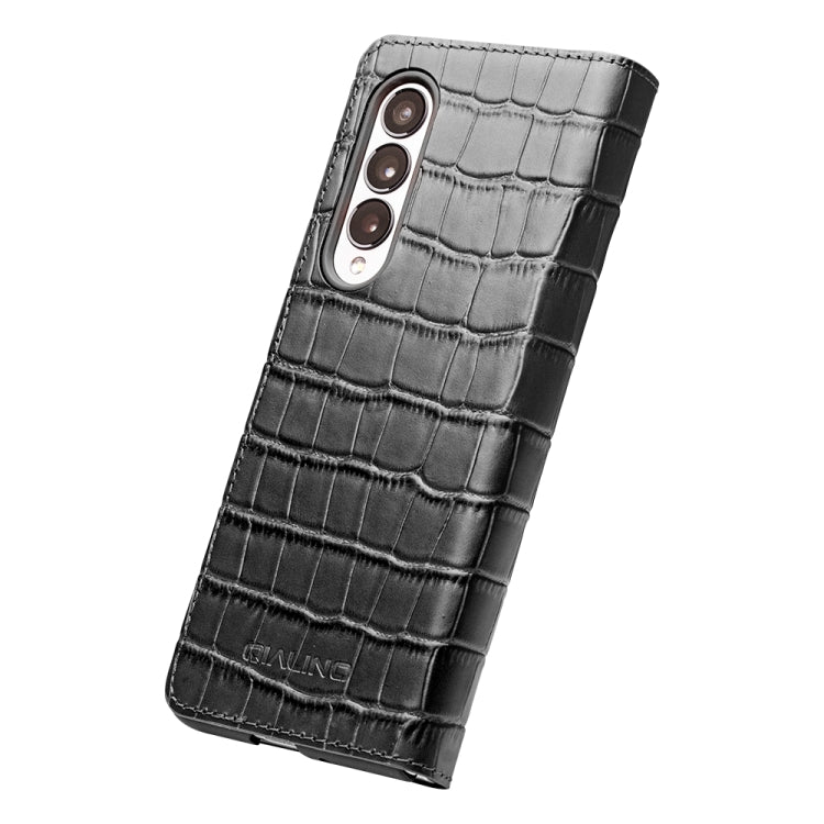 W22 5G QIALINO Crocodile Pattern Genuine Leather Phone Case(Black) Eurekaonline