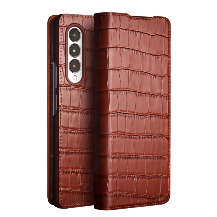 W22 5G QIALINO Crocodile Pattern Genuine Leather Phone Case(Brown) Eurekaonline