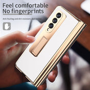 For Samsung Galaxy Z Fold3 Litchi Texture Integrated Electroplating Hinge Flip Phone Case with Pen Slot(White) Eurekaonline