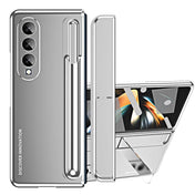 For Samsung Galaxy Z Fold4 2 in 1 Detachable PC Folding Phone Case with Holder & Pen Slot(Silver) Eurekaonline