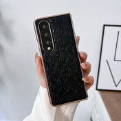For Samsung Galaxy Z Fold4 5G Genuine Leather Ostrich Texture Nano Plating Phone Case(Black) Eurekaonline