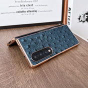 For Samsung Galaxy Z Fold4 5G Genuine Leather Ostrich Texture Nano Plating Phone Case(Black) Eurekaonline
