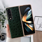 For Samsung Galaxy Z Fold4 5G Genuine Leather Ostrich Texture Nano Plating Phone Case(Green) Eurekaonline