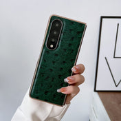 For Samsung Galaxy Z Fold4 5G Genuine Leather Ostrich Texture Nano Plating Phone Case(Green) Eurekaonline