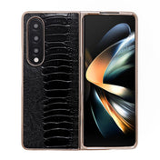 For Samsung Galaxy Z Fold4 5G Genuine Leather Weilai Series Nano Plating Phone Case(Black) Eurekaonline