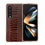 For Samsung Galaxy Z Fold4 5G Genuine Leather Weilai Series Nano Plating Phone Case(Coffee) Eurekaonline