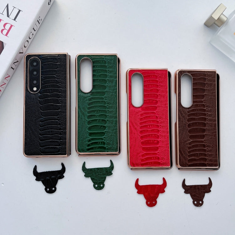 For Samsung Galaxy Z Fold4 5G Genuine Leather Weilai Series Nano Plating Phone Case(Red) Eurekaonline