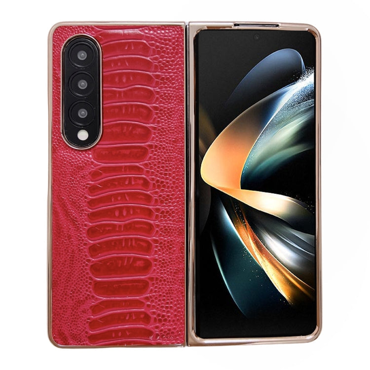 For Samsung Galaxy Z Fold4 5G Genuine Leather Weilai Series Nano Plating Phone Case(Red) Eurekaonline