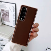 For Samsung Galaxy Z Fold4 5G Genuine Leather Xiaoya Series Nano Plating Phone Case(Coffee) Eurekaonline