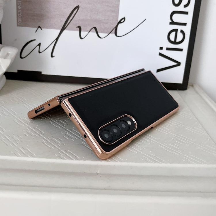 For Samsung Galaxy Z Fold4 5G Genuine Leather Xiaoya Series Nano Plating Phone Case(Coffee) Eurekaonline