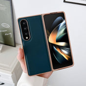 For Samsung Galaxy Z Fold4 5G Genuine Leather Xiaoya Series Nano Plating Phone Case(Dark Green) Eurekaonline