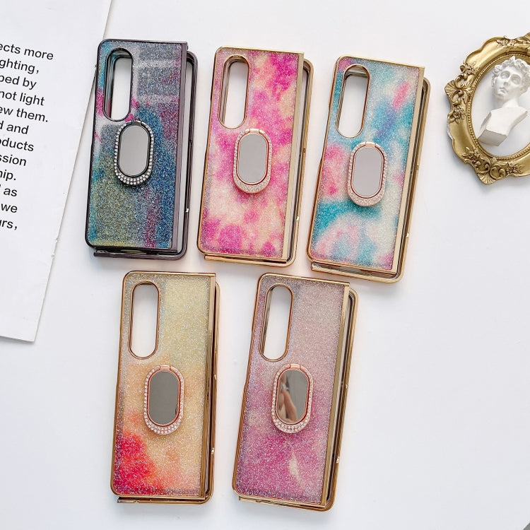 For Samsung Galaxy Z Fold4 5G Shinning Diamond Ring Holder Phone Case(Blue Purple) Eurekaonline