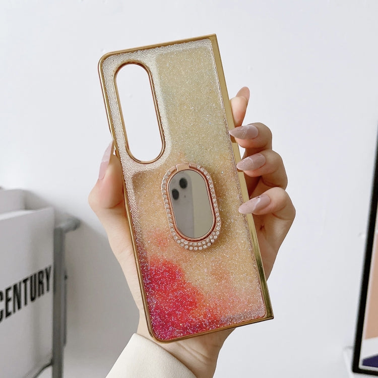 For Samsung Galaxy Z Fold4 5G Shinning Diamond Ring Holder Phone Case(White Red) Eurekaonline