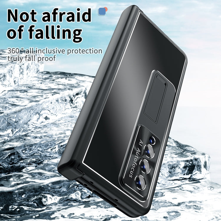 For Samsung Galaxy Z Fold4 Aluminum Alloy Double Hinge Shockproof Phone Protective Case(Black) Eurekaonline