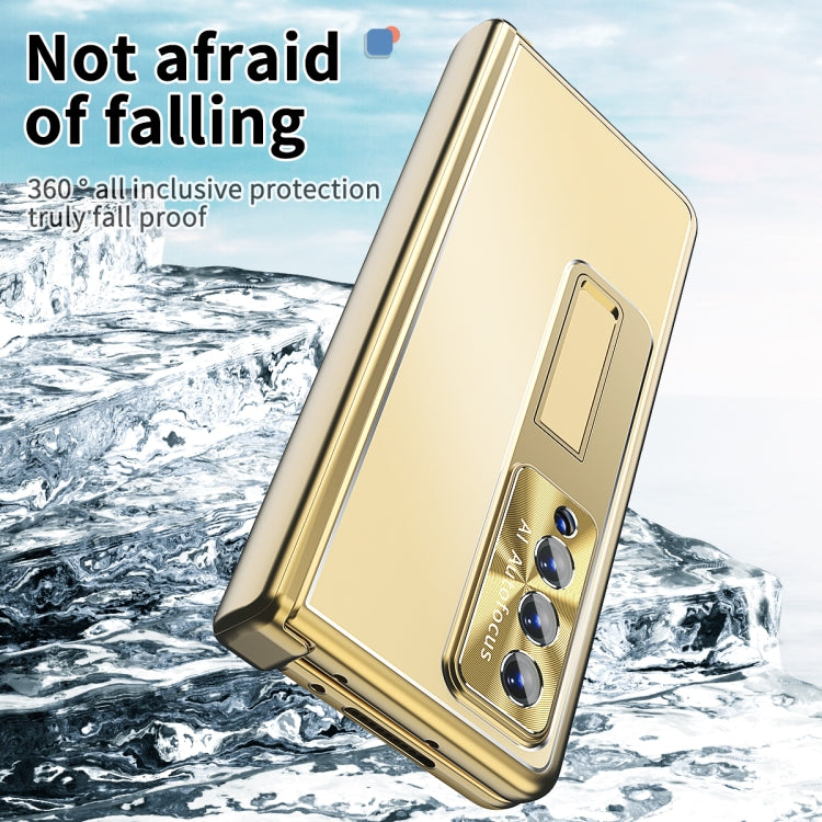 For Samsung Galaxy Z Fold4 Aluminum Alloy Double Hinge Shockproof Phone Protective Case(Gold) Eurekaonline