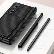 For Samsung Galaxy Z Fold4 Card Holder Phone Leather Case with Pen Slot(Black) Eurekaonline