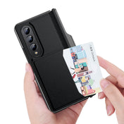 For Samsung Galaxy Z Fold4 Card Holder Phone Leather Case with Pen Slot(Black) Eurekaonline
