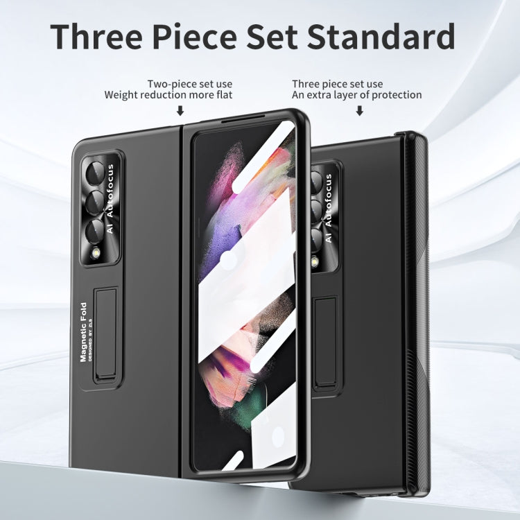 For Samsung Galaxy Z Fold4 Electroplating Corrugated Hinge Folding Phone Case(Black) Eurekaonline