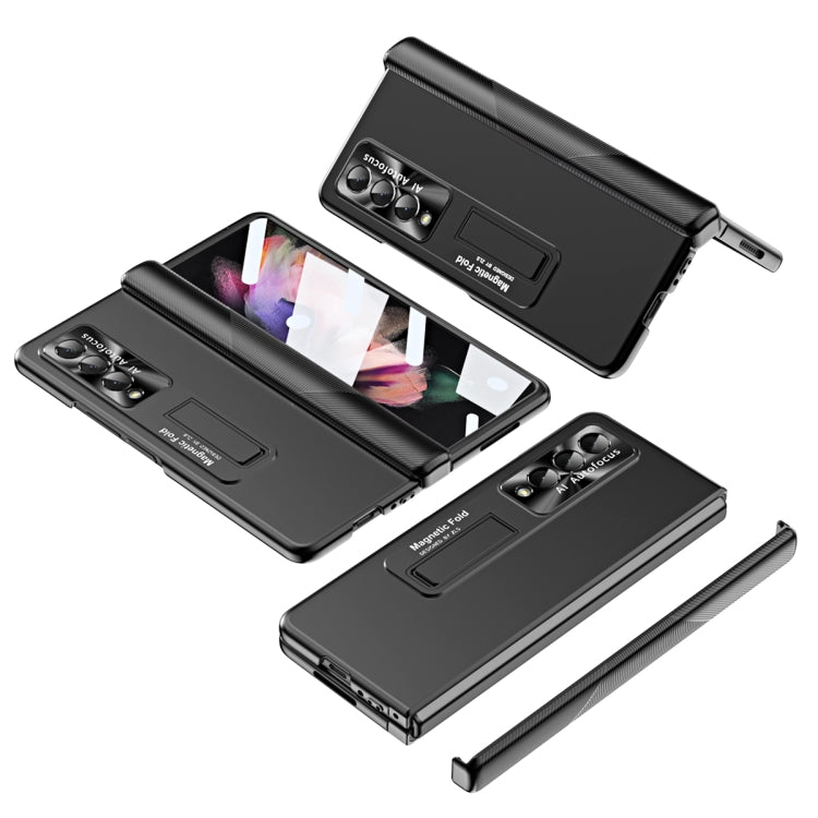 For Samsung Galaxy Z Fold4 Electroplating Corrugated Hinge Folding Phone Case(Black) Eurekaonline