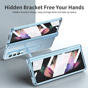 For Samsung Galaxy Z Fold4 Electroplating Corrugated Hinge Folding Phone Case(Blue) Eurekaonline