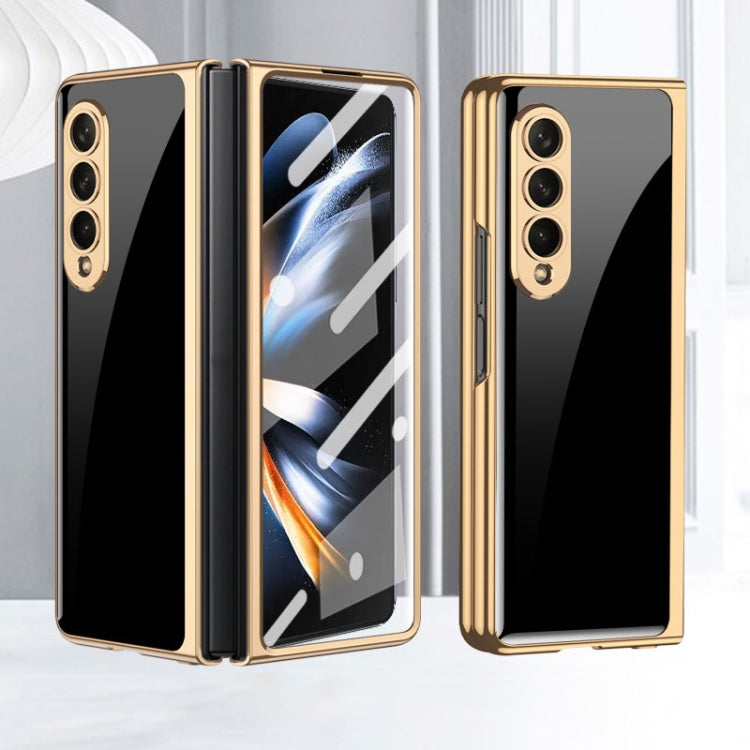 For Samsung Galaxy Z Fold4 GKK Integrated Electroplating Painted Glass Phone Case(Black) Eurekaonline