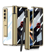 For Samsung Galaxy Z Fold4 GKK Integrated Magnetic Folding Phantom Privacy Phone Case with Pen Holder(Champagne Gold) Eurekaonline