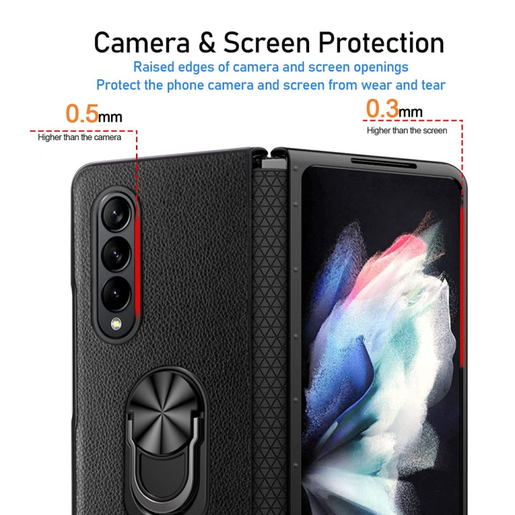 For Samsung Galaxy Z Fold4 GKK Litchi Pattern Foldable Protective Phone Case with Ring Holder(Black) Eurekaonline